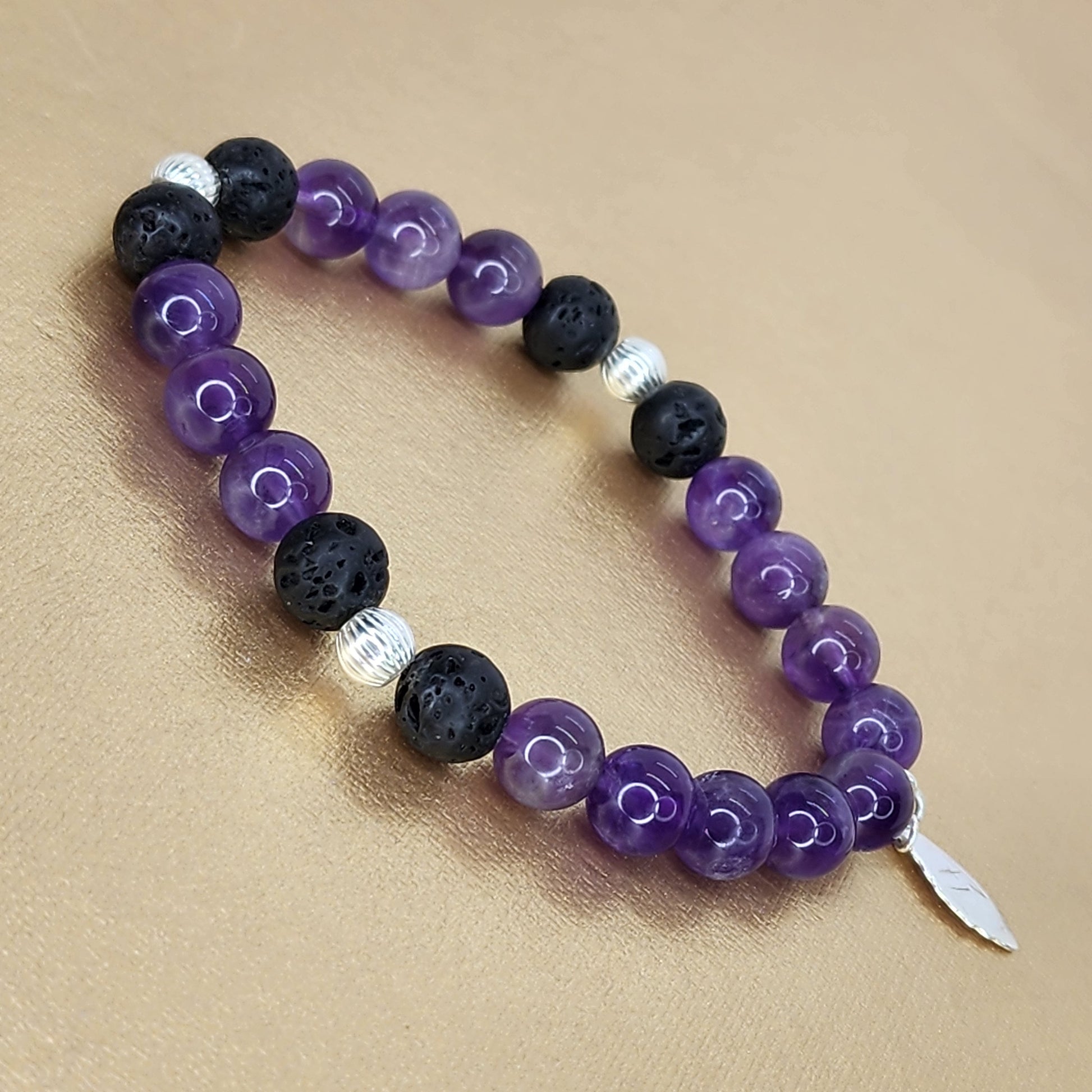 Bracelet Eveil Profond - Améthyste - Lave & Argent Fée de Laurier