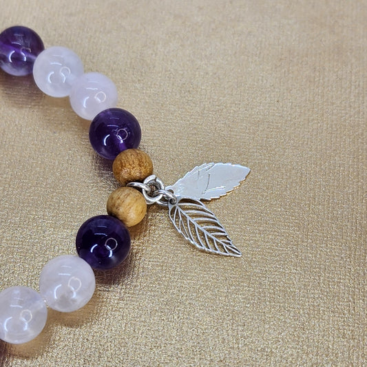 Bracelet Aurore Céleste – Quartz, Améthyste, Palo Santo & Argent