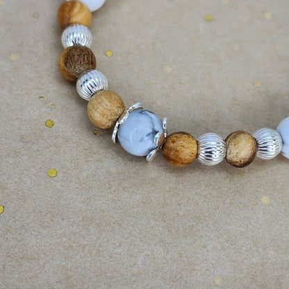Bracelet Sérénité Purifiante – Howlite - Palo Santo & Argent Fée de Laurier