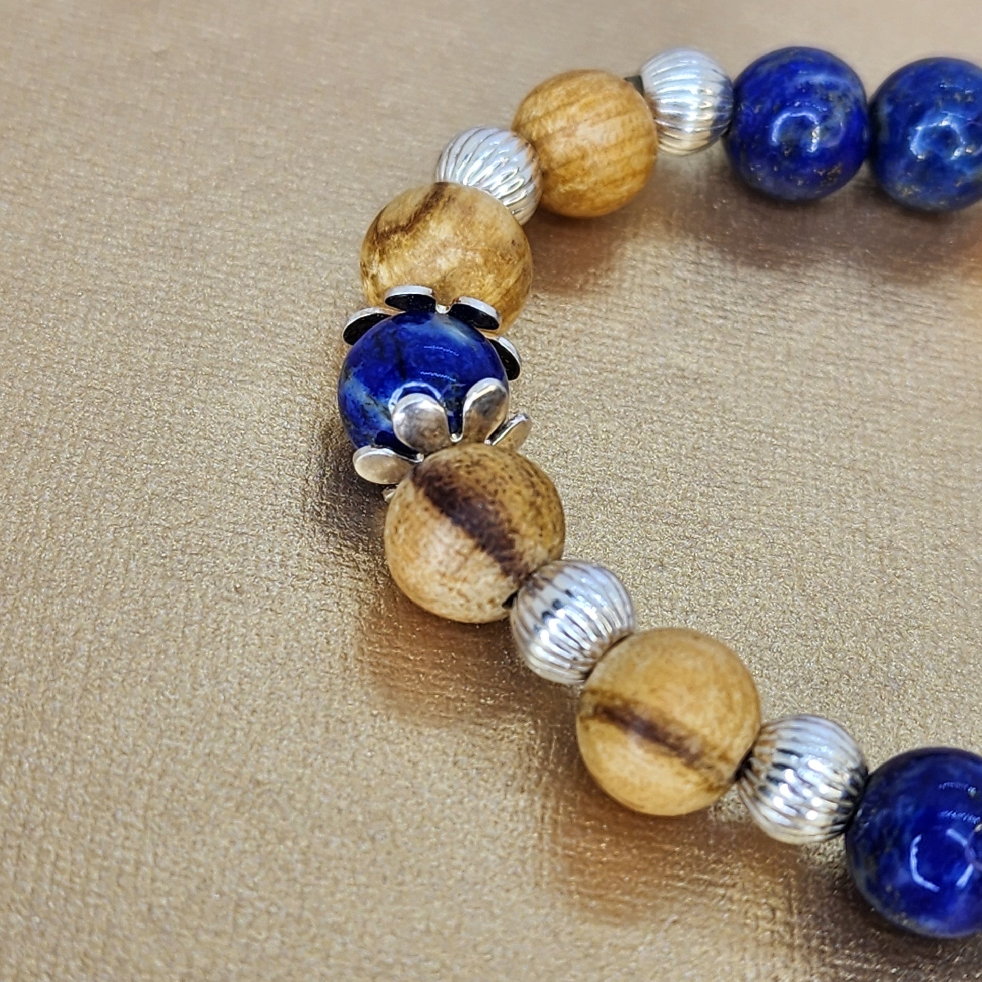 Bracelet Sagesse Enchantée - Palo Santo - Lapis Lazuli & Argent Fée de Laurier