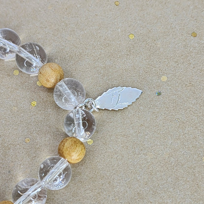 Bracelet Essence Pure – Cristal de Roche, Palo Santo & Argent Fée de Laurier