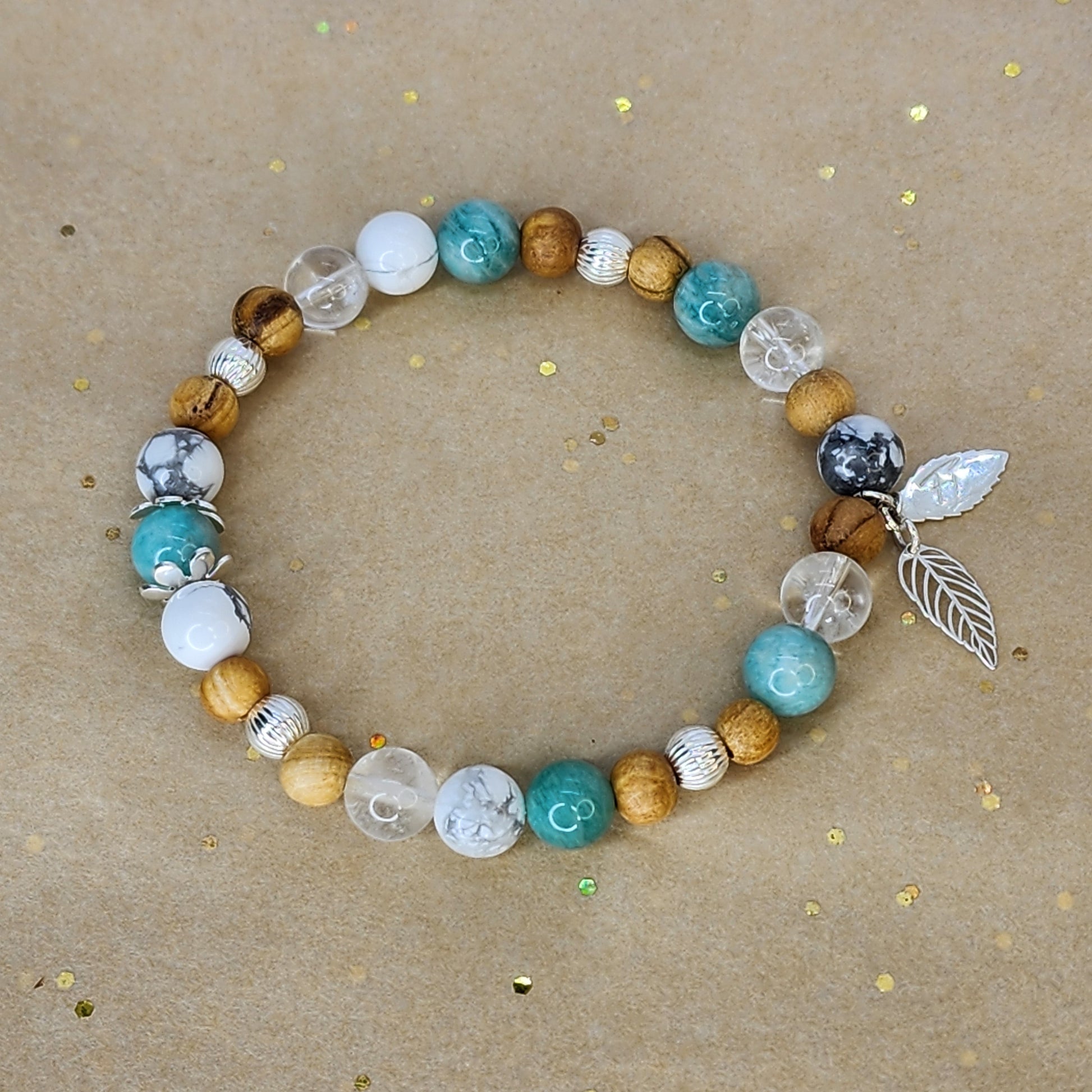 Bracelet Puissance - Big One - Palo Santo - Amazonite - Howlite - Cristal & Argent Fée de Laurier