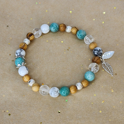 Bracelet Puissance - Big One - Palo Santo - Amazonite - Howlite - Cristal & Argent Fée de Laurier