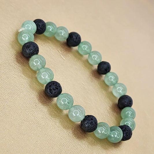 Bracelet Terre Lumineuse - Aventurine verte - Lave Fée de Laurier