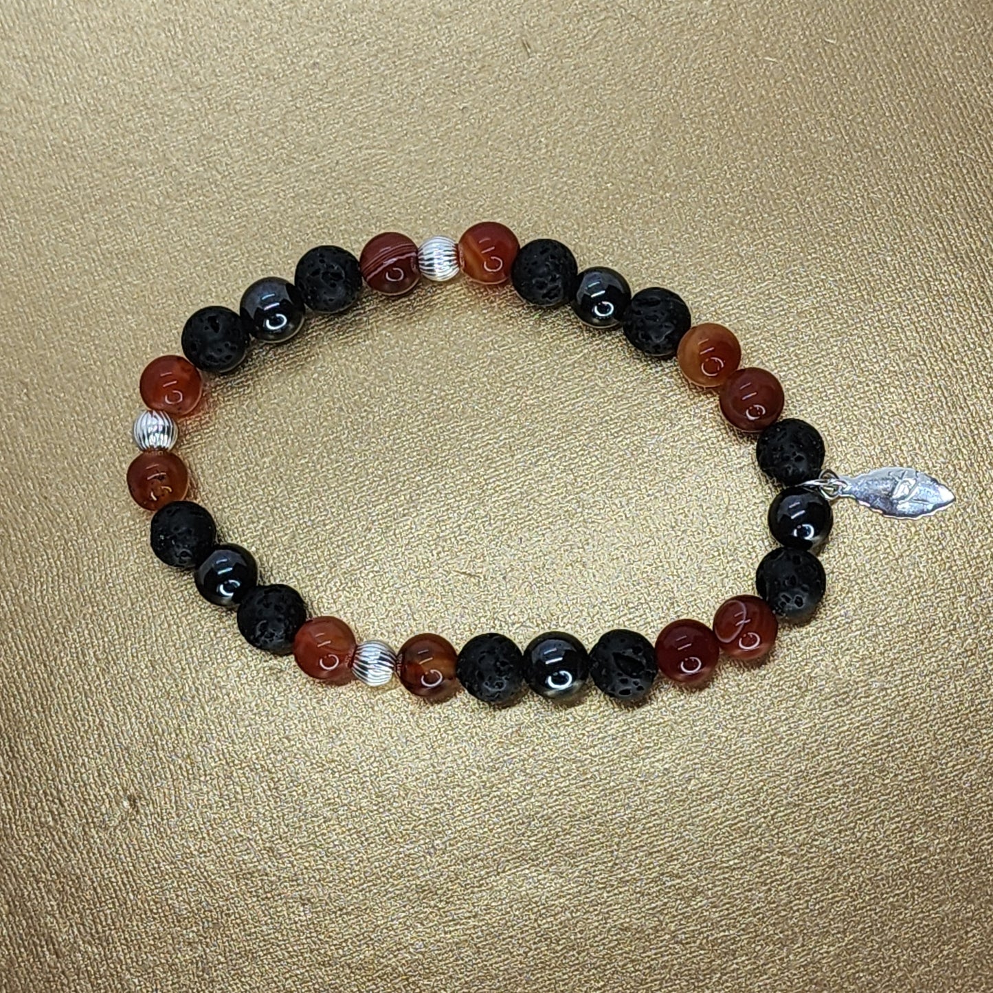 Force d'Az Bracelet - Cornaline - Lave - Hématite - Argent Fée de Laurier
