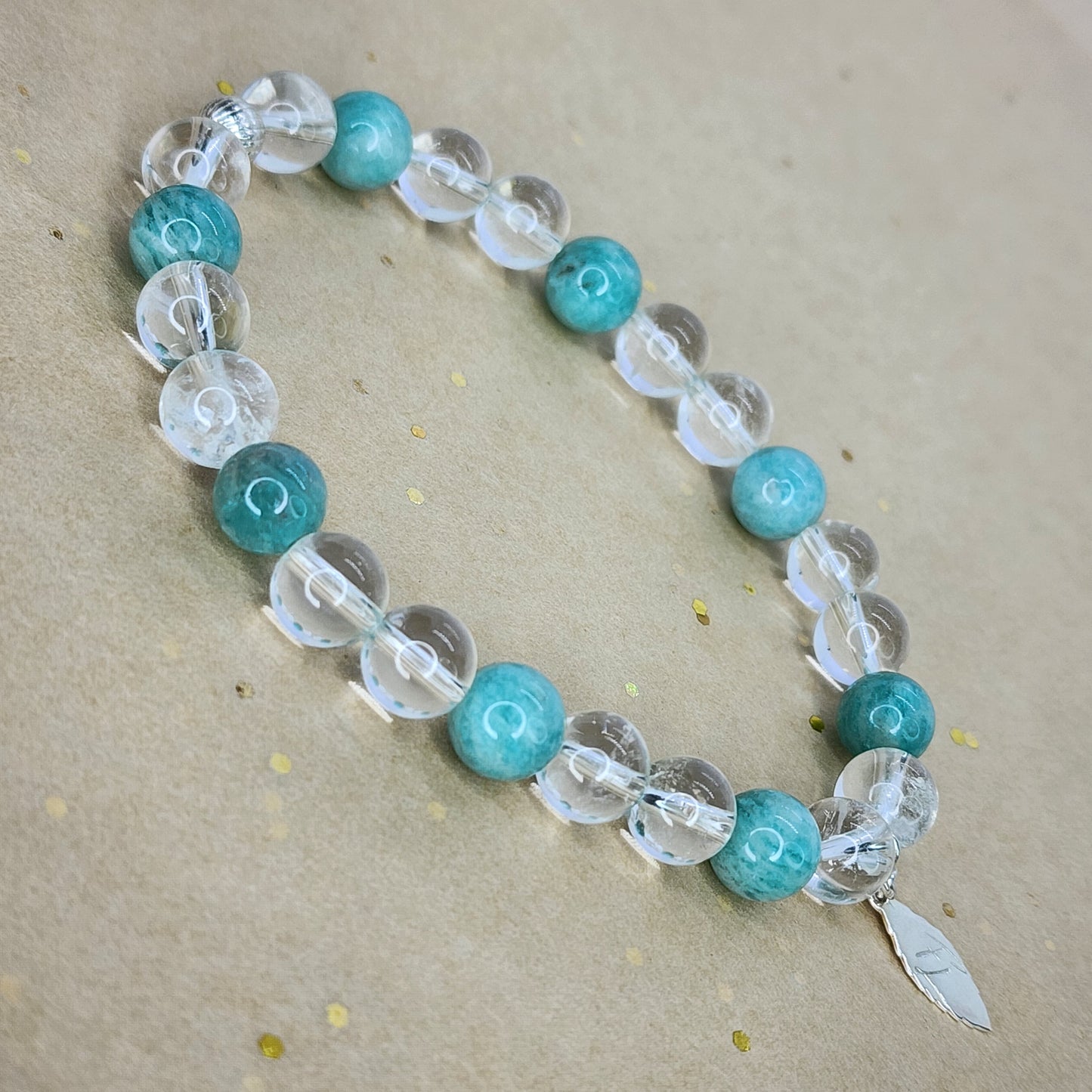Bracelet Eclat Calme - Cristal - Amazonite & Argent Fée de Laurier