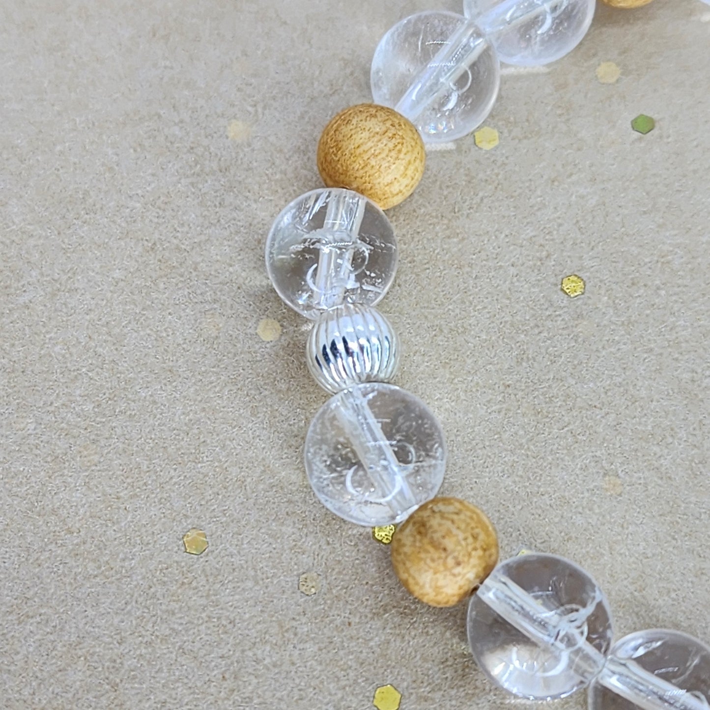 Bracelet Essence Pure – Cristal de Roche, Palo Santo & Argent Fée de Laurier