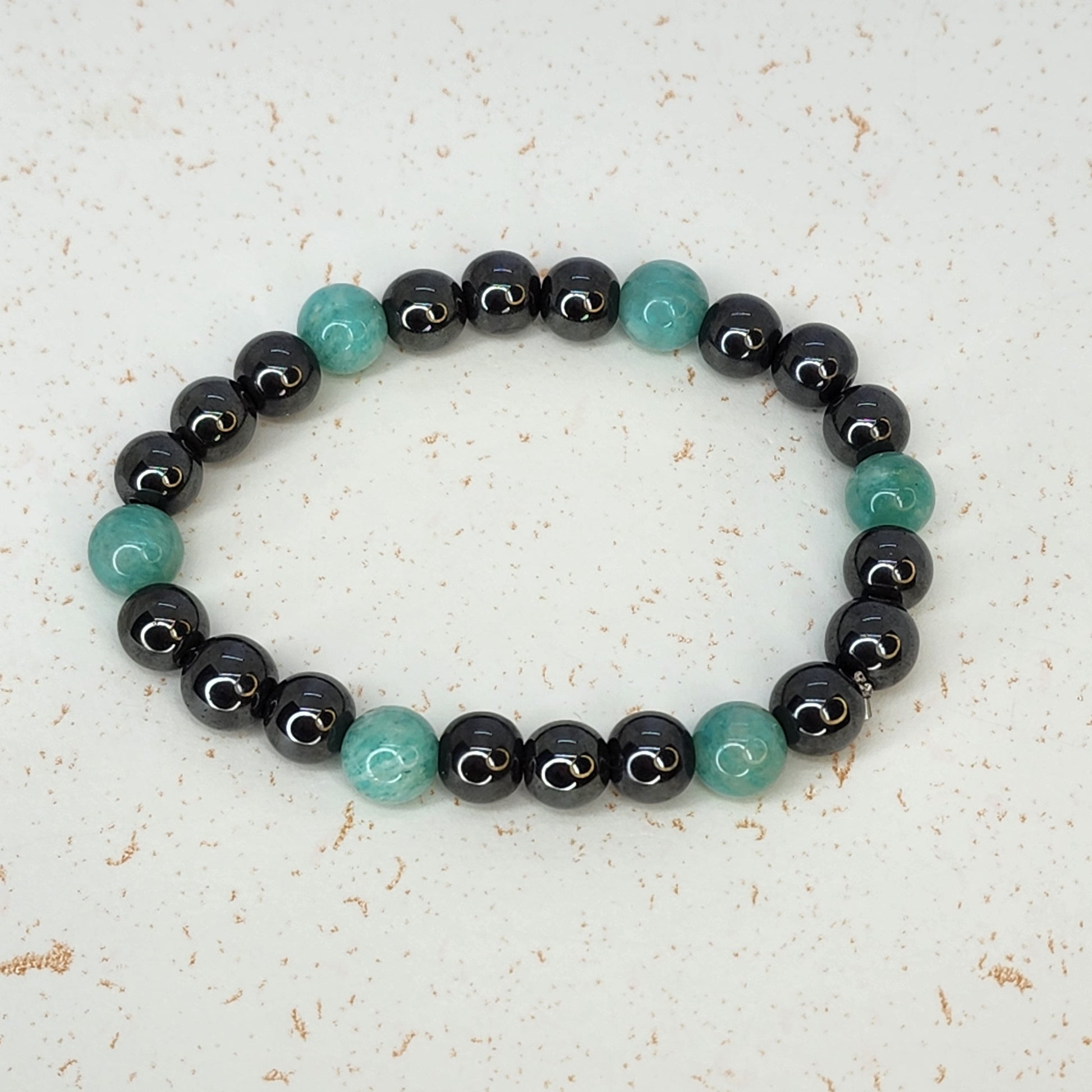 Bracelet Connexion Vibrante - Hématite - Amazonite Fée de Laurier