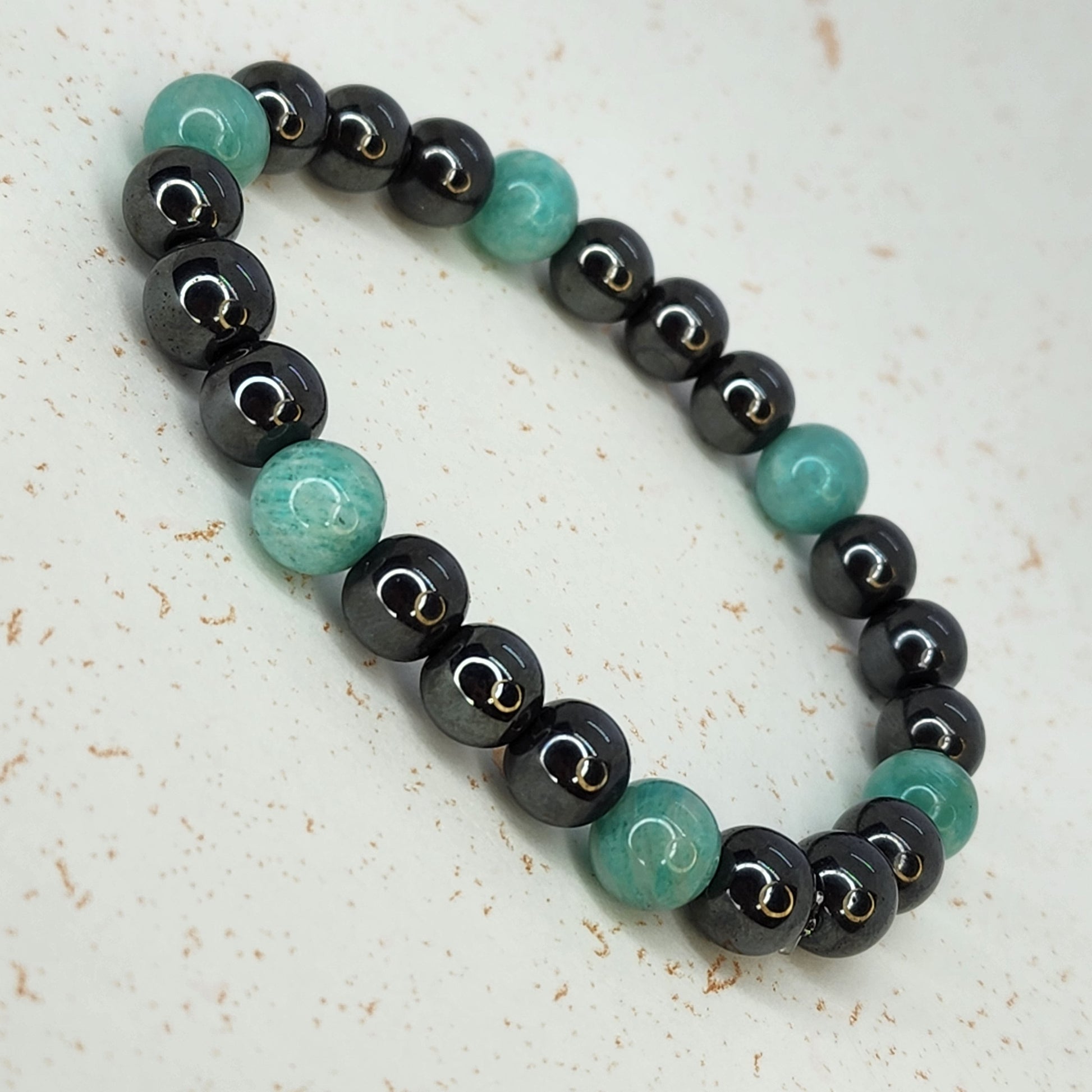 Bracelet Connexion Vibrante - Hématite - Amazonite Fée de Laurier