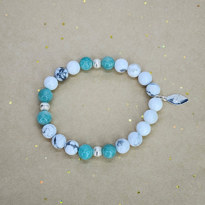 Bracelet Sérénité Céleste  - Howlite - Amazonite & Argent Fée de Laurier