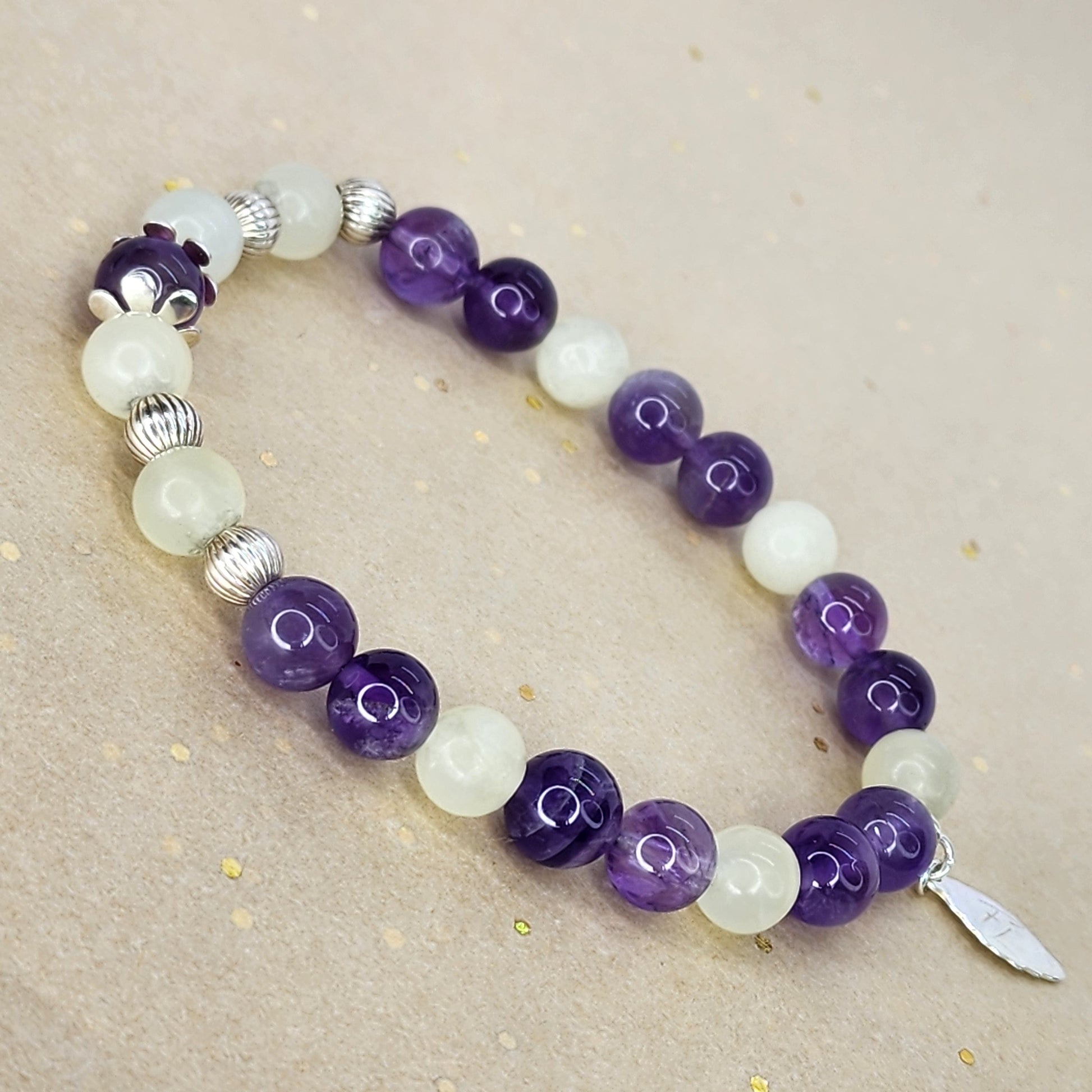 Bracelet Richesse Intérieure - Améthyste - Jade & Argent Fée de Laurier