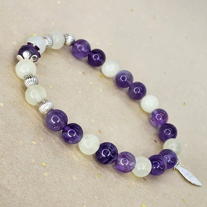 Bracelet Richesse Intérieure - Améthyste - Jade & Argent Fée de Laurier