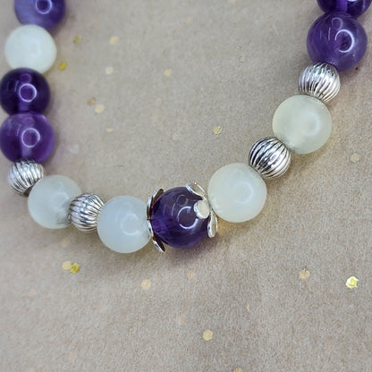 Bracelet Richesse Intérieure - Améthyste - Jade & Argent Fée de Laurier