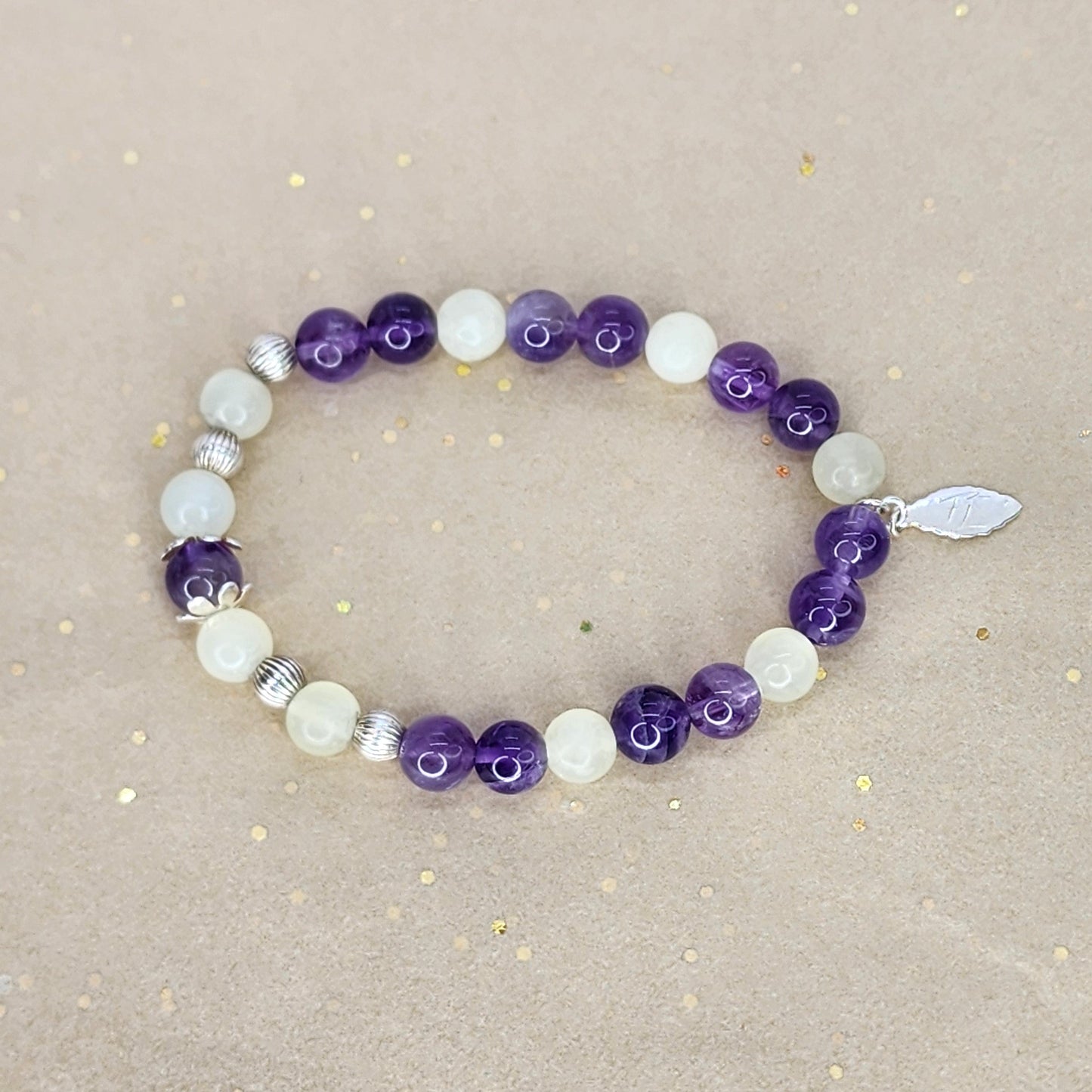 Bracelet Richesse Intérieure - Améthyste - Jade & Argent Fée de Laurier