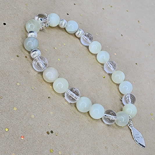Bracelet Eveil Lumineux - Jade Verte - Cristal & Argent Fée de Laurier