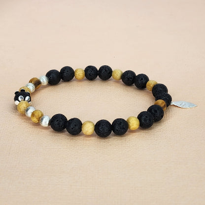 Bracelet Esprit Ancestral - Lave, Palo Santo & Argent Fée de Laurier