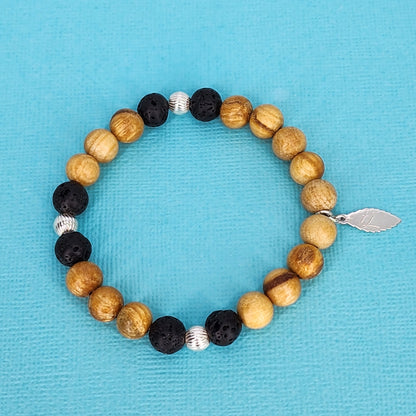 Bracelet Sagesse Posée - Lave, Palo Santo & Argent Fée de Laurier