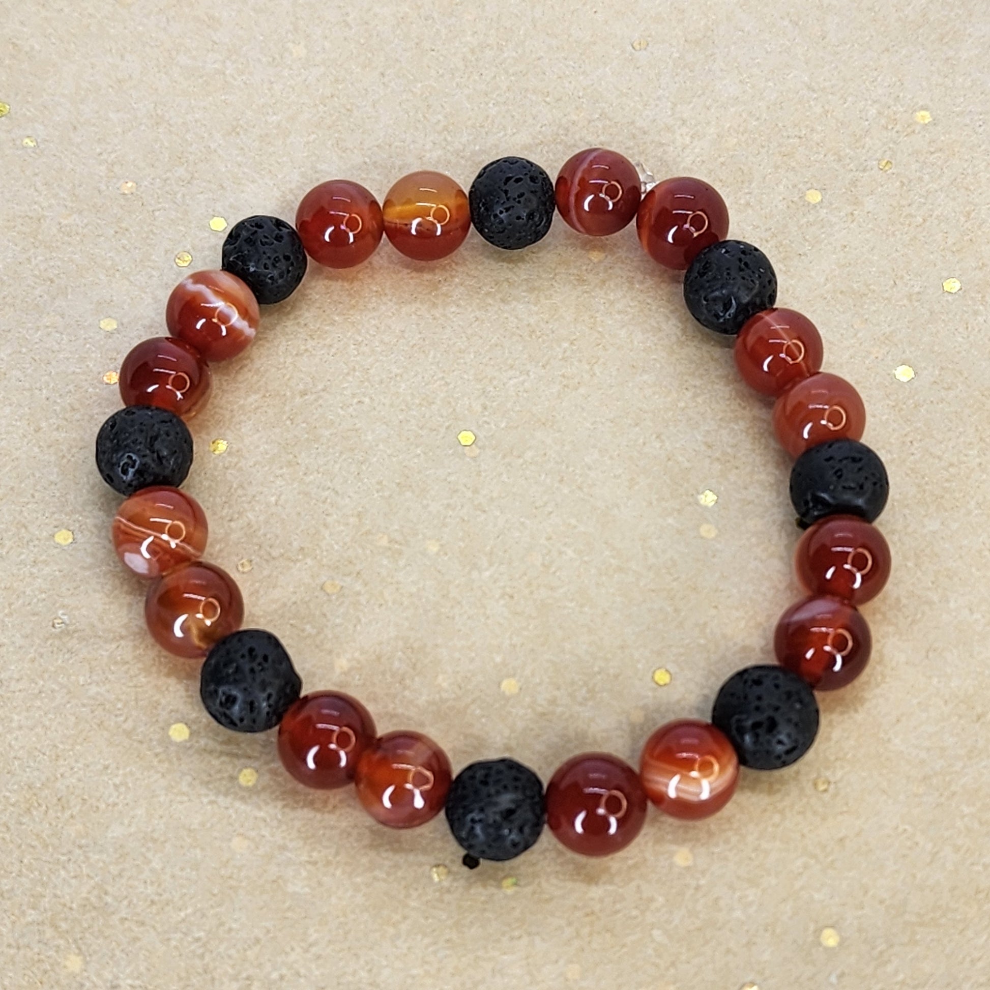 Bracelet Flamme de Vie - Cornaline & Lave Fée de Laurier