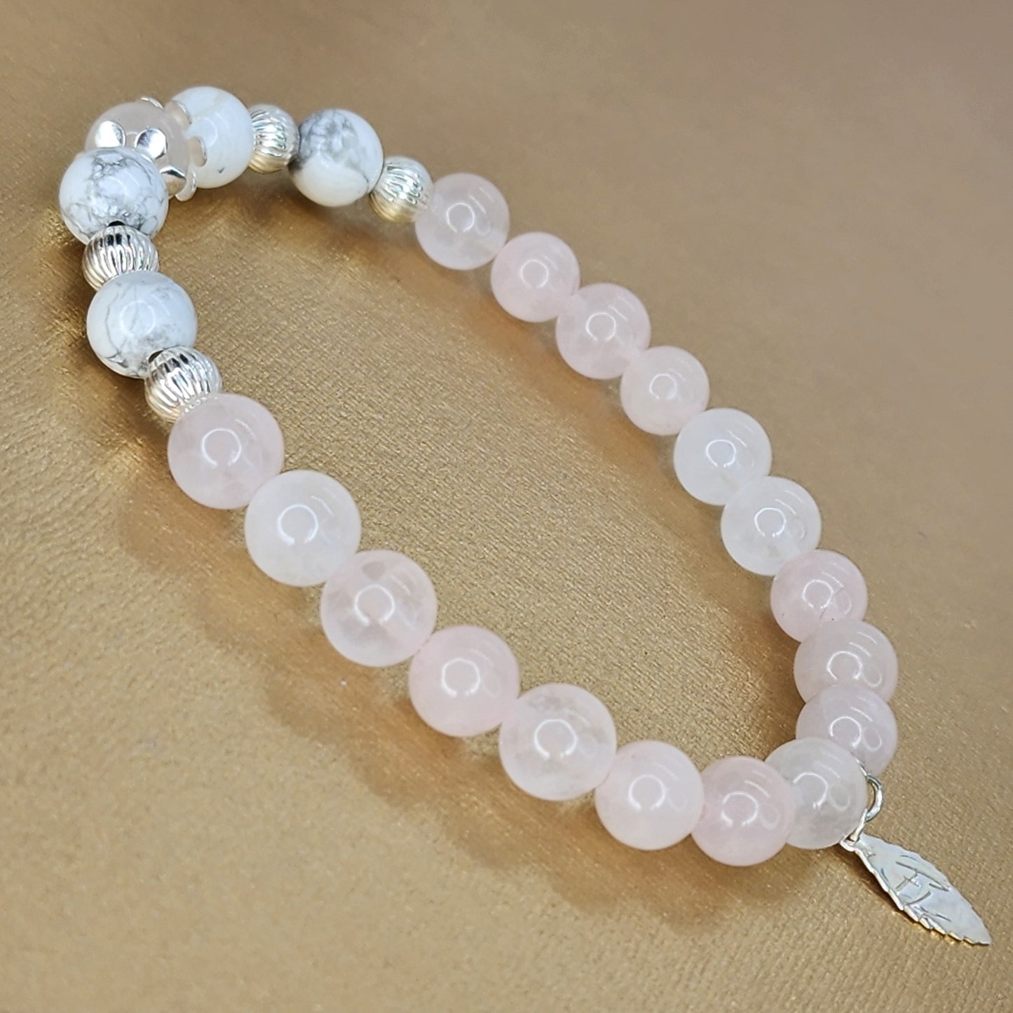 Bracelet Lumière Pure – Quartz Rose - Howlite & Argent Fée de Laurier