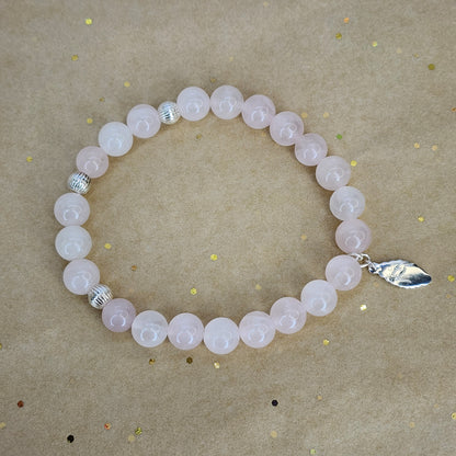 Bracelet Cœur de Lumière – Quartz Rose & Argent 925 Fée de Laurier
