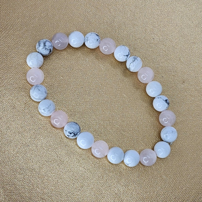 Bracelet Douceur Intérieur – Quartz Rose & Howlite Fée de Laurier