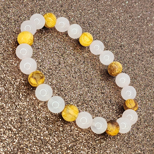 Bracelet Cœur Ancré - Quartz Rose & Palo Santo Fée de Laurier