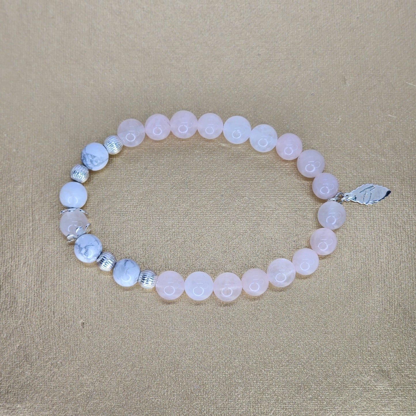Bracelet Lumière Pure – Quartz Rose - Howlite & Argent Fée de Laurier