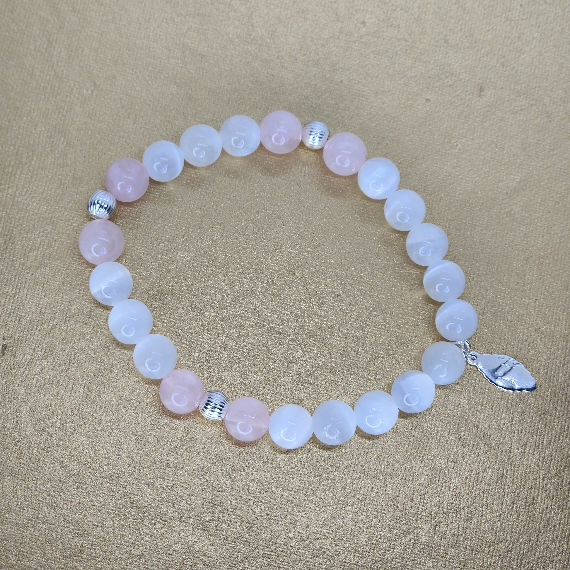 bracelet énergétique en quartz rose et argent 925