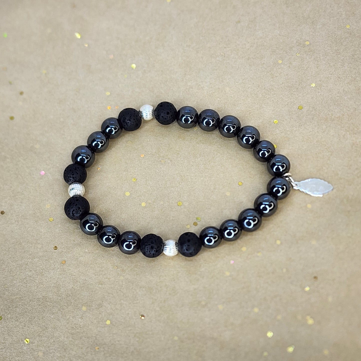 Bracelet Force Magnétique - Hématite - Lave - Argent Fée de Laurier