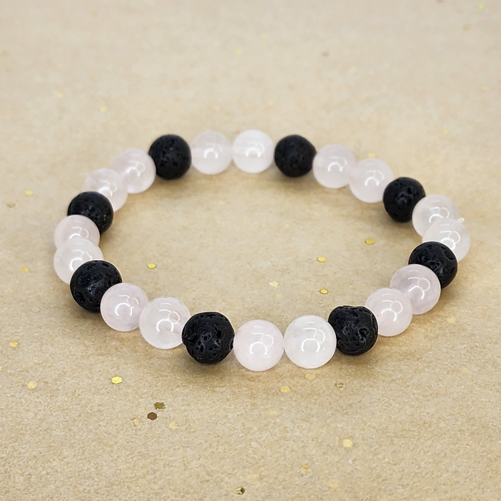 Bracelet Douceur Volcanique – Quartz Rose - Lave Fée de Laurier