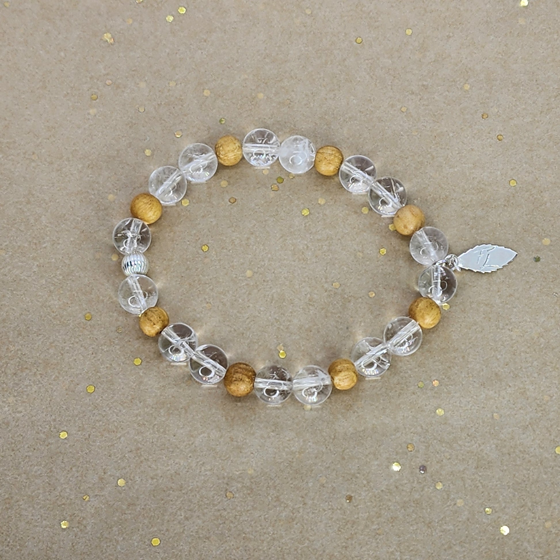 Bracelet Essence Pure – Cristal de Roche, Palo Santo & Argent Fée de Laurier