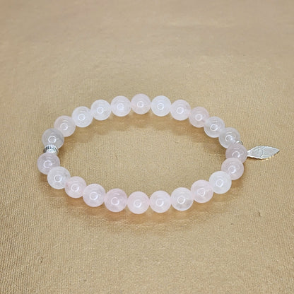 Bracelet Cœur Pur – Quartz Rose & Argent 925 Fée de Laurier