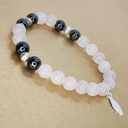 Bracelet Equilibre du Coeur - Quartz - Hématite & Argent Fée de Laurier