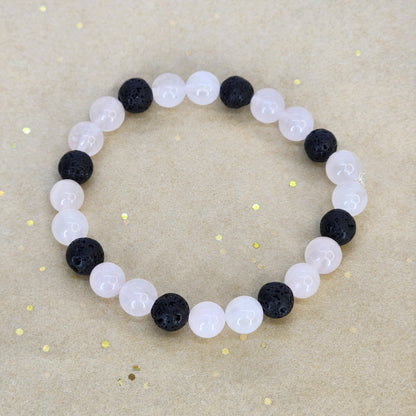 Bracelet Douceur Volcanique – Quartz Rose - Lave Fée de Laurier