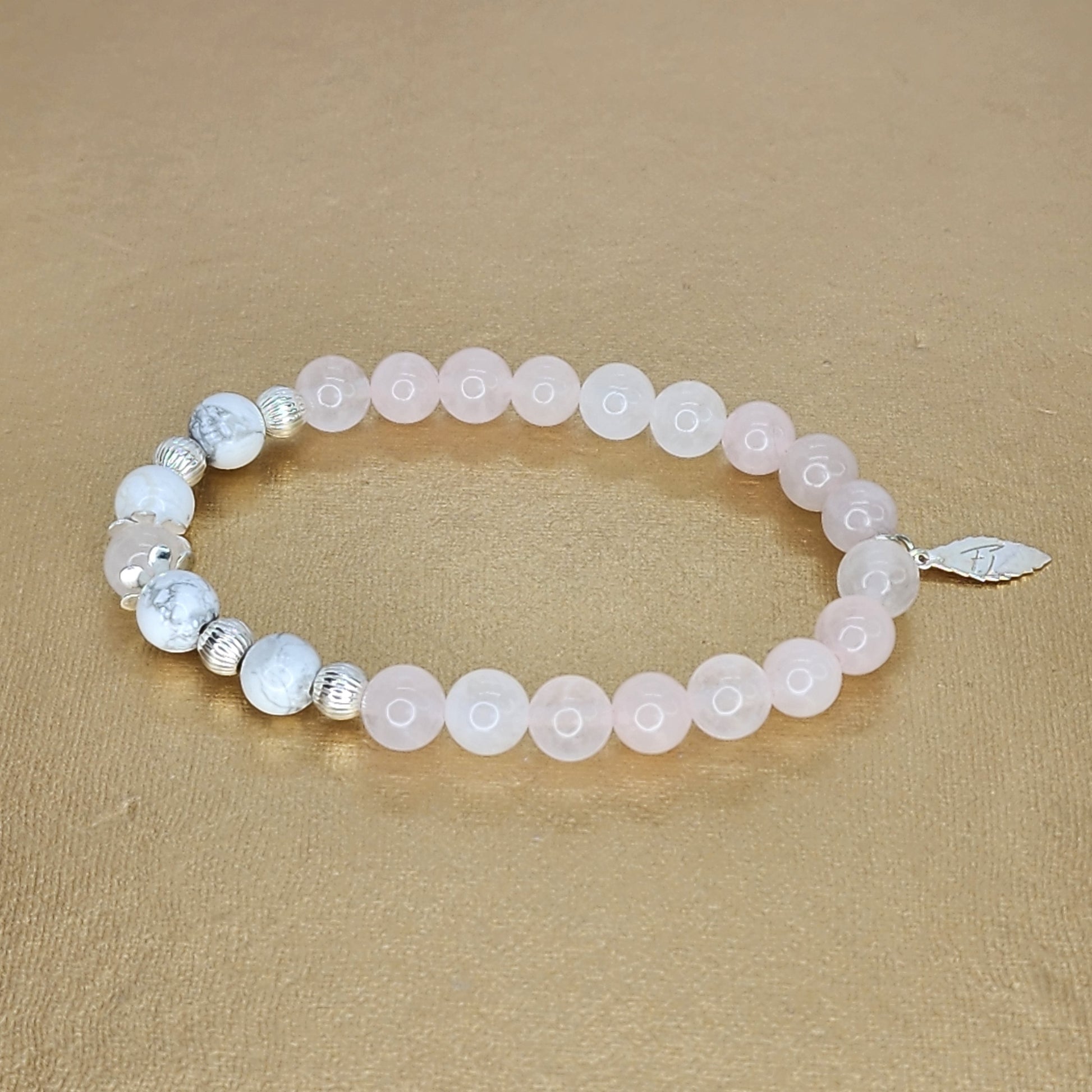 Bracelet Lumière Pure – Quartz Rose - Howlite & Argent Fée de Laurier