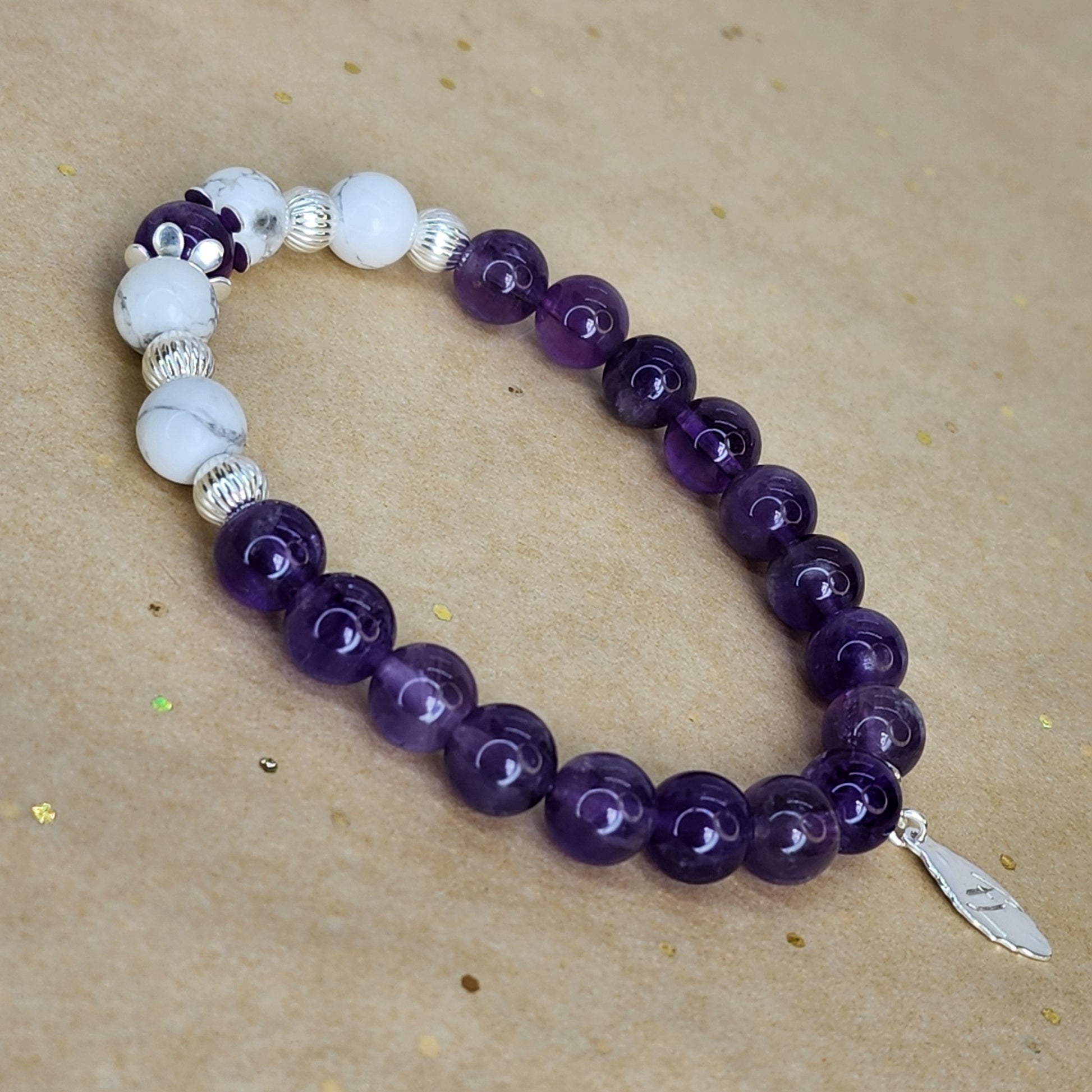Bracelet Connexion Sacrée - Améthyste - Howlite & Argent Fée de Laurier