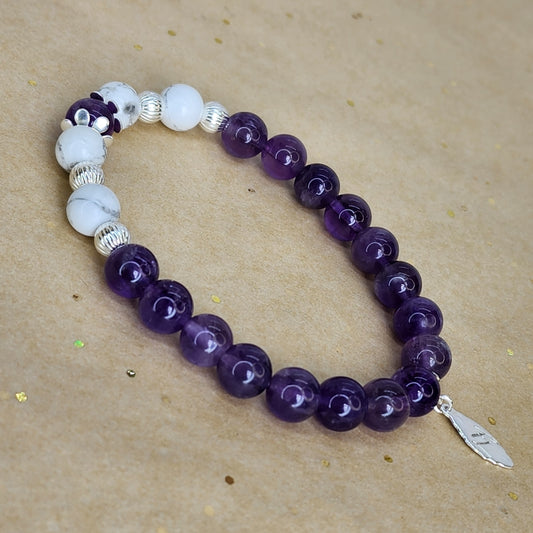 Bracelet Connexion Sacrée - Améthyste - Howlite & Argent