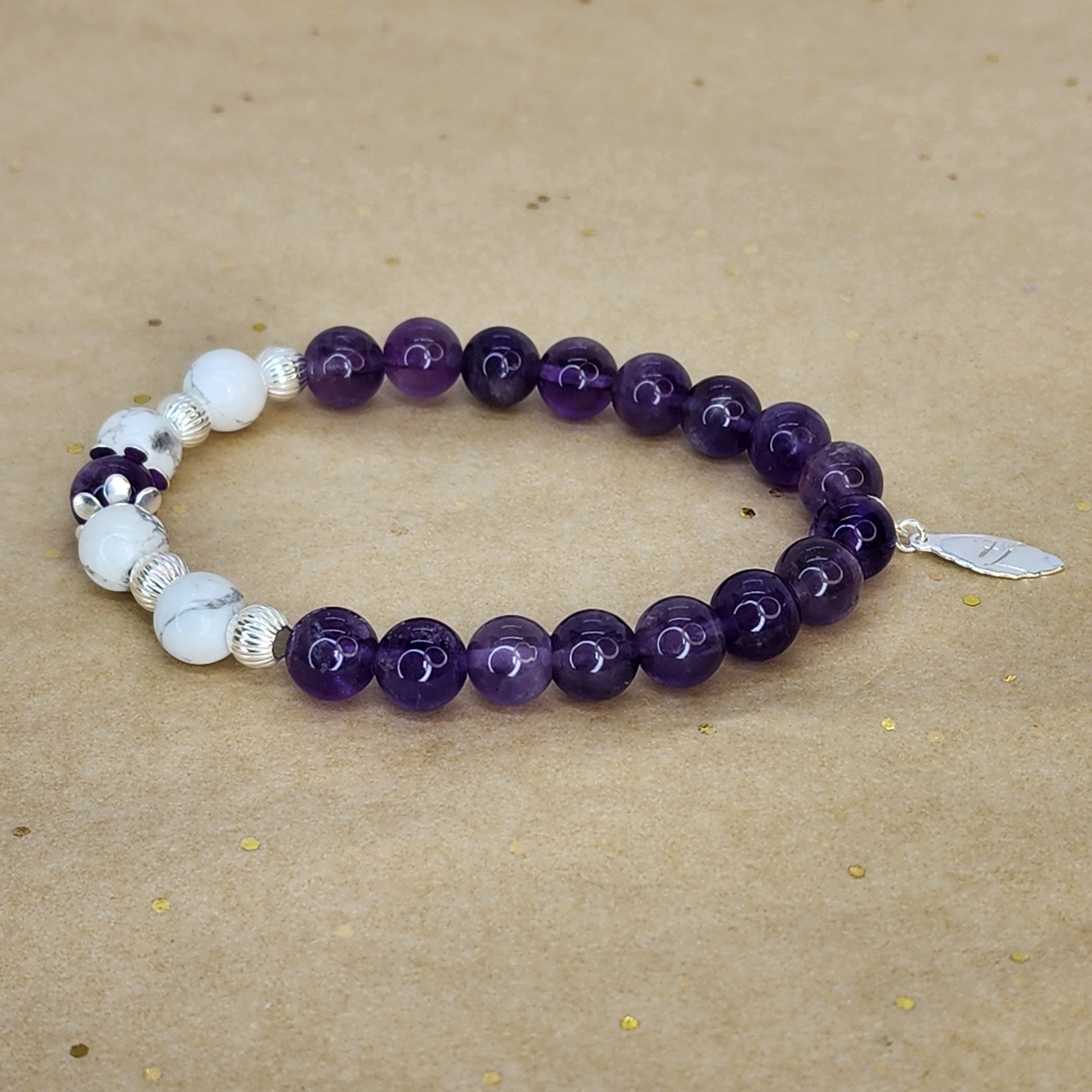 Bracelet Connexion Sacrée - Améthyste - Howlite & Argent Fée de Laurier