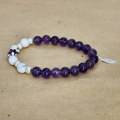 Bracelet Connexion Sacrée - Améthyste - Howlite & Argent Fée de Laurier