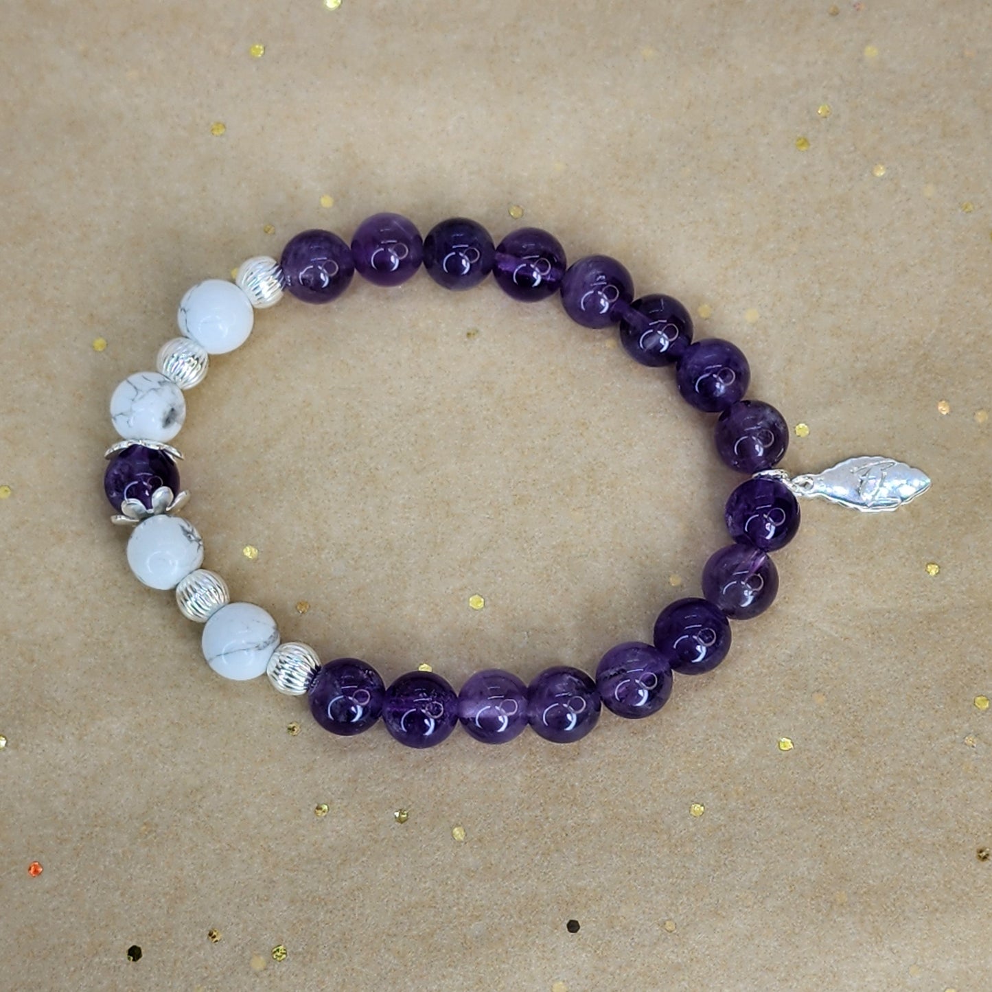 Bracelet Connexion Sacrée - Améthyste - Howlite & Argent Fée de Laurier