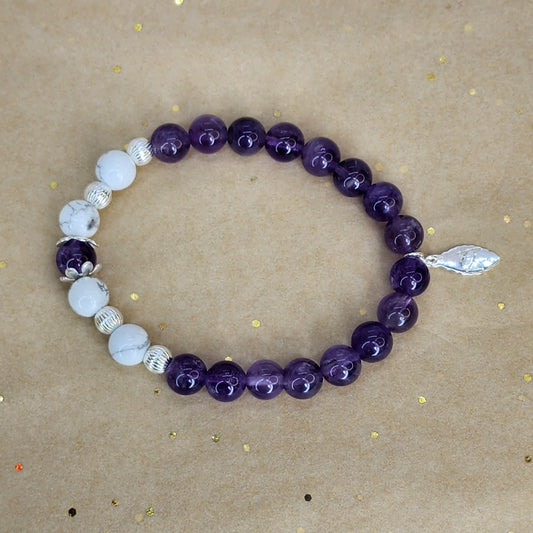 Bracelet Connexion Sacrée - Améthyste - Howlite & Argent