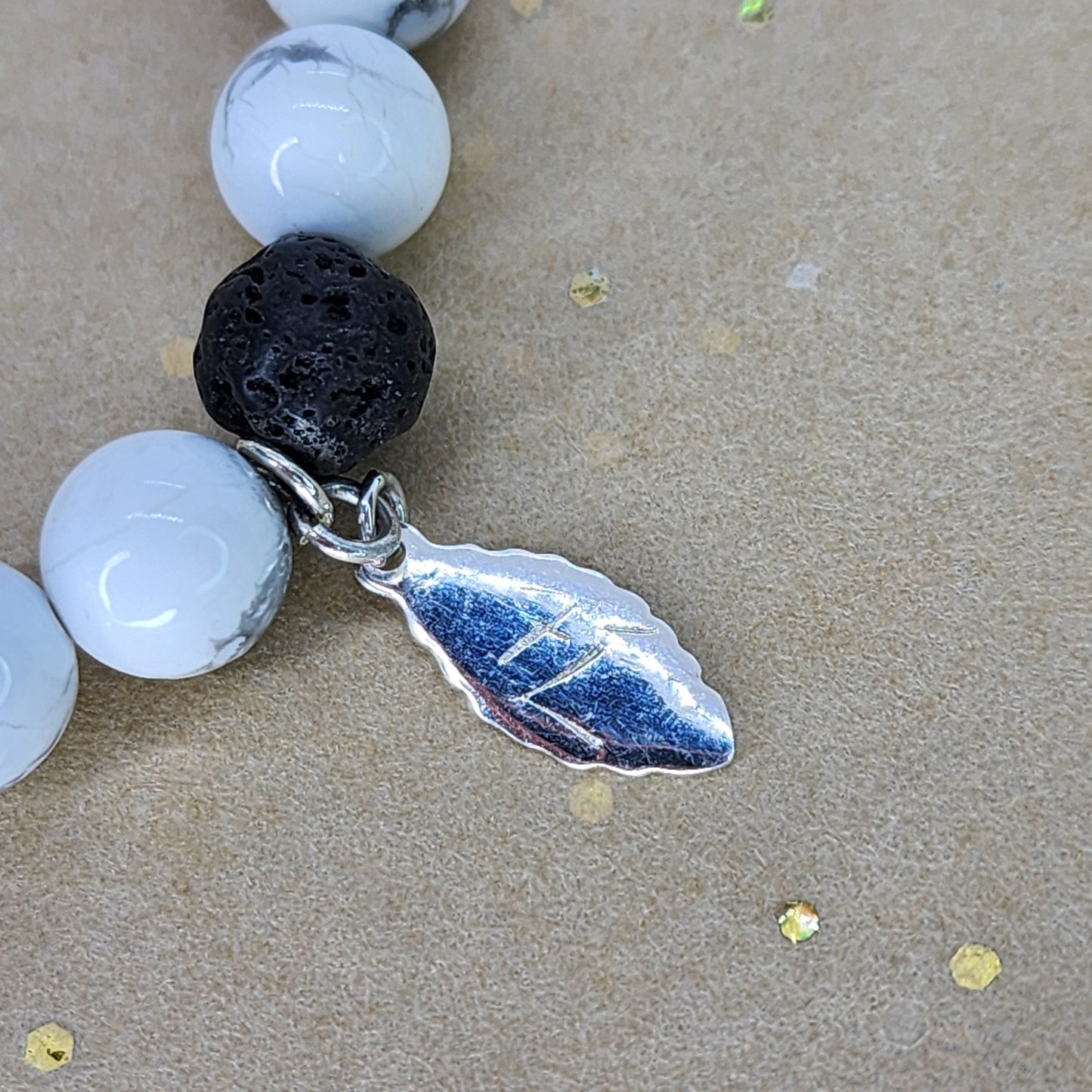 Bracelet Marbre Volcanique - Howlite - Lave - Argent Fée de Laurier