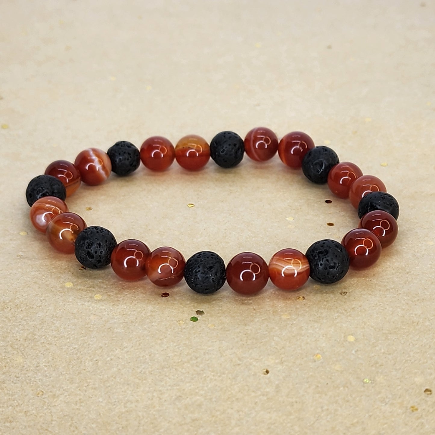 Bracelet Flamme de Vie - Cornaline & Lave Fée de Laurier