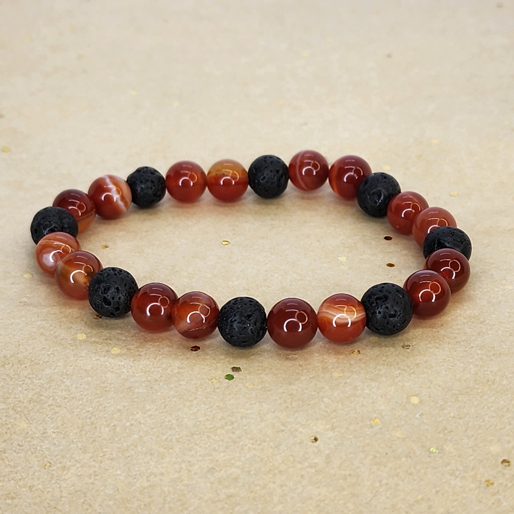 Bracelet Flamme de Vie - Cornaline & Lave Fée de Laurier
