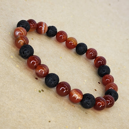 Bracelet Flamme de Vie - Cornaline & Lave Fée de Laurier