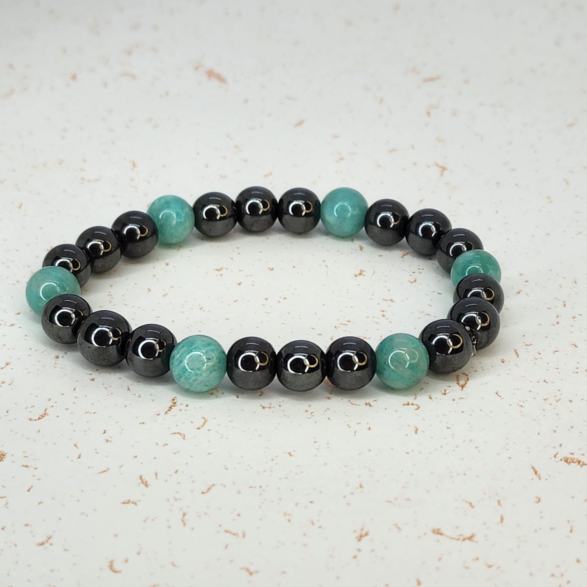 Bracelet Connexion Vibrante - Hématite - Amazonite Fée de Laurier