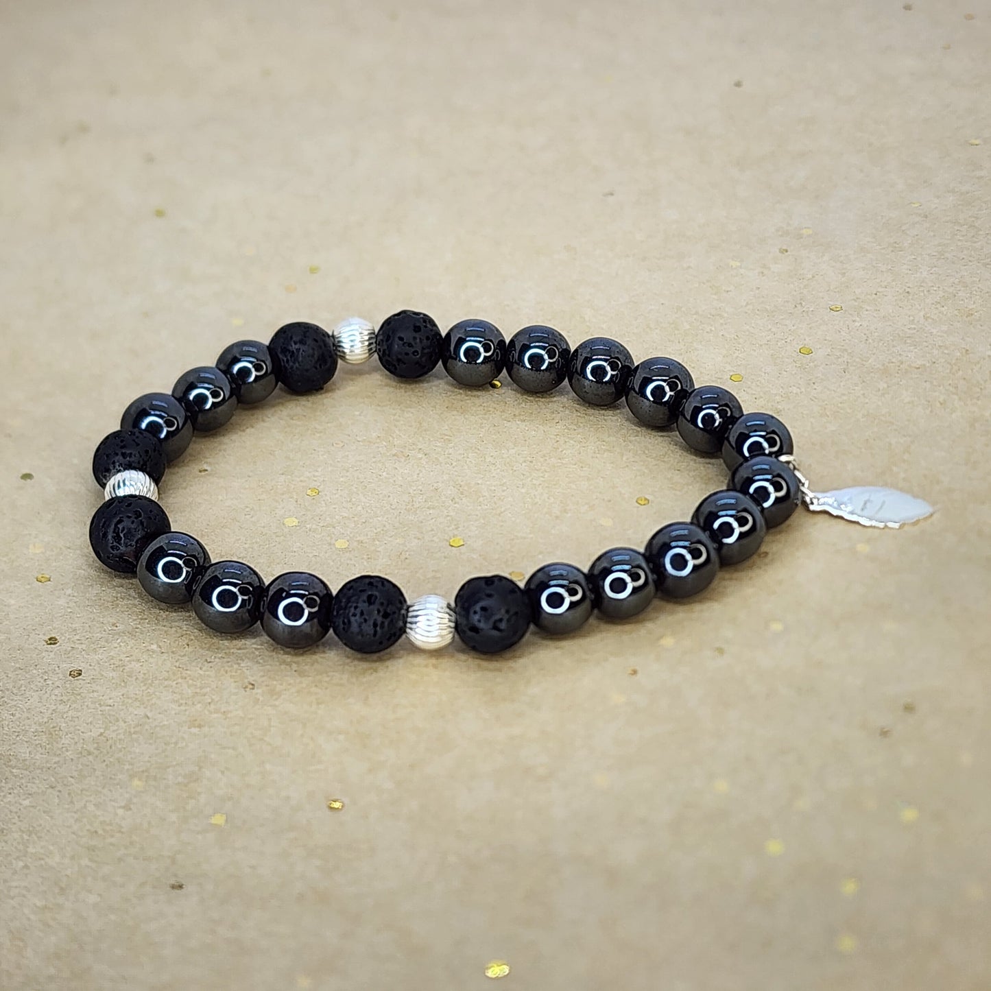 Bracelet Force Magnétique - Hématite - Lave - Argent Fée de Laurier