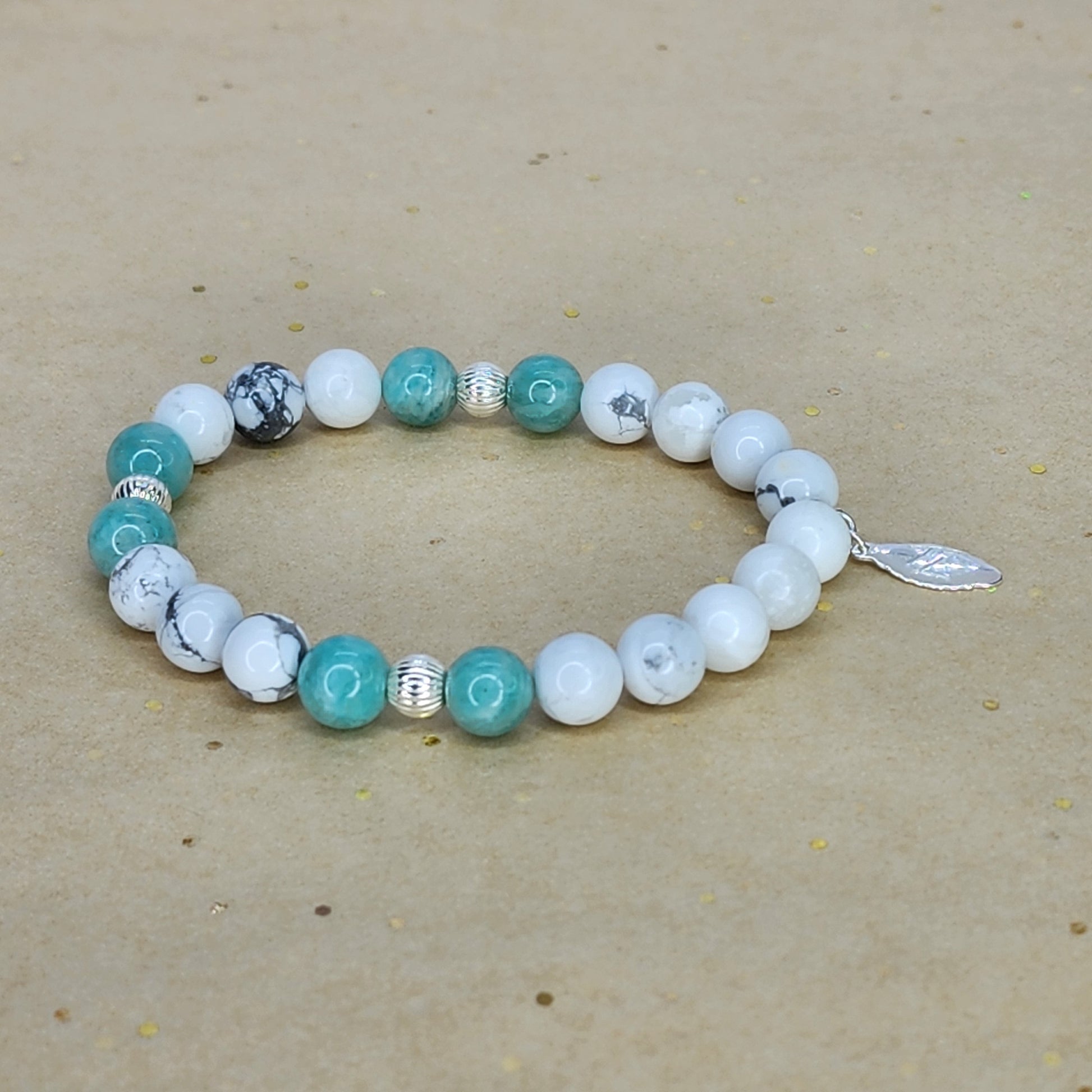 Bracelet Sérénité Céleste  - Howlite - Amazonite & Argent Fée de Laurier
