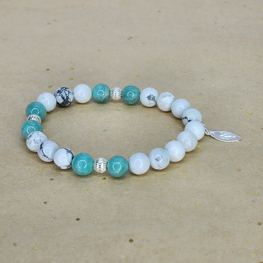 Bracelet Sérénité Céleste  - Howlite - Amazonite & Argent Fée de Laurier
