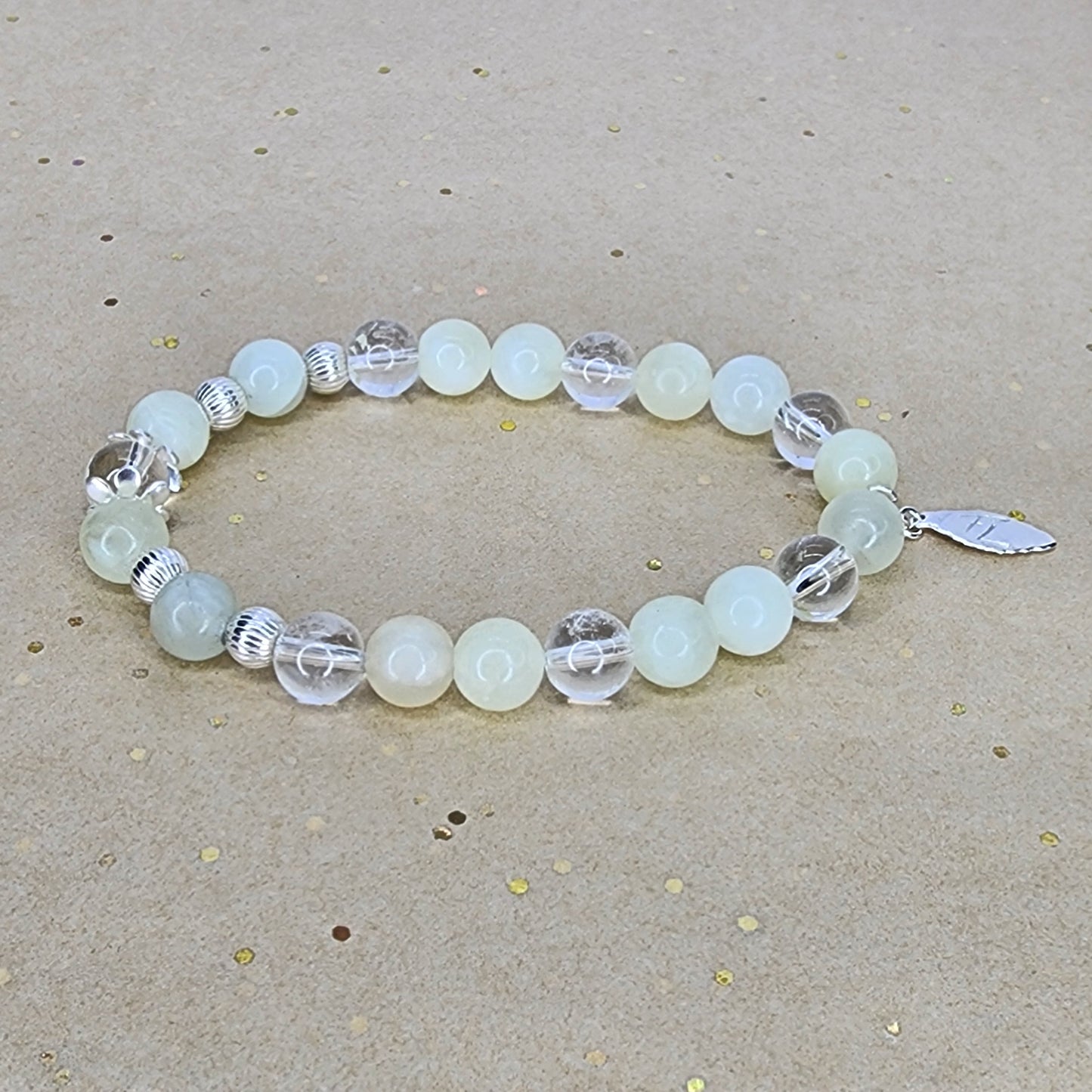 Bracelet Eveil Lumineux - Jade Verte - Cristal & Argent Fée de Laurier